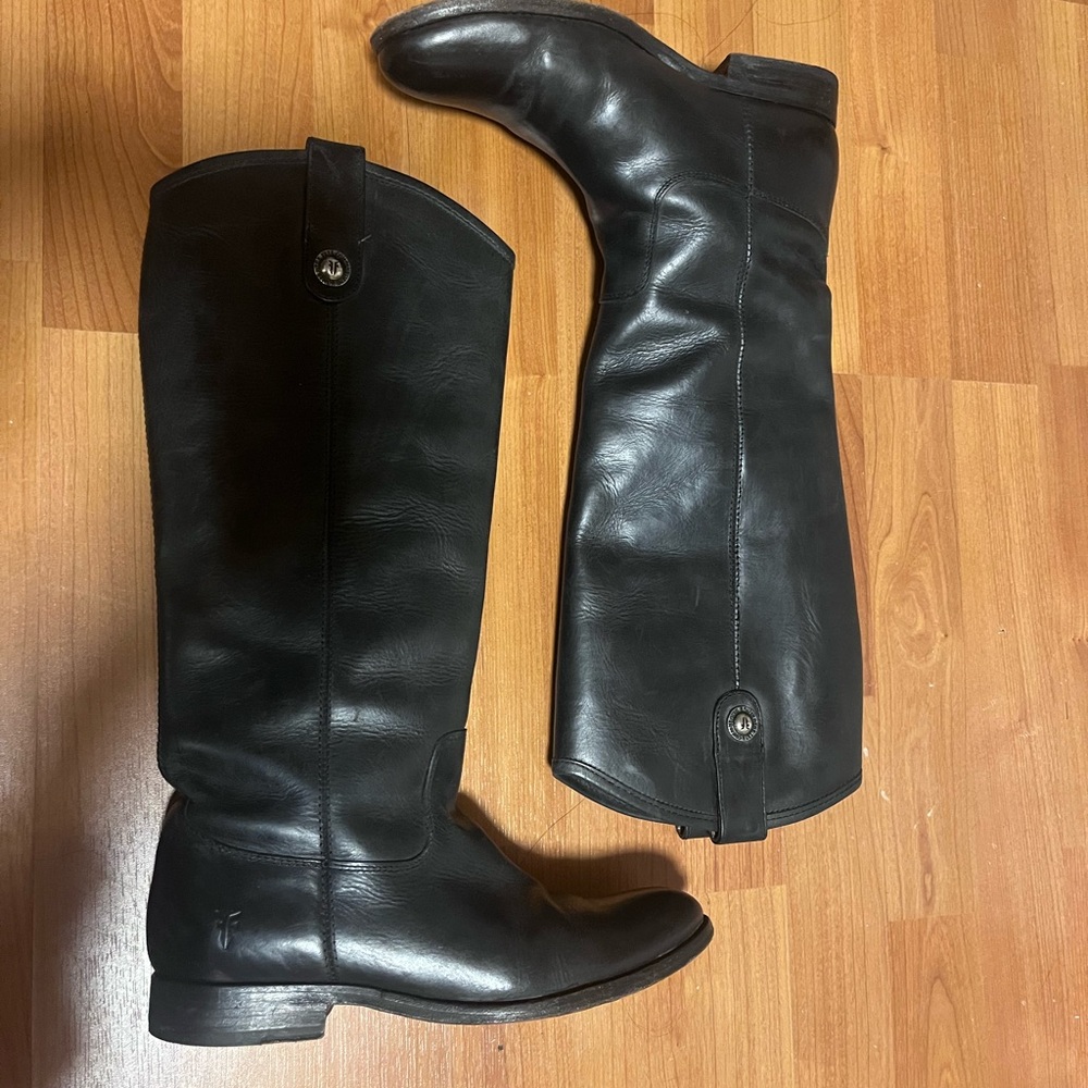 Frye Genuine Leather Black Riding Boots
